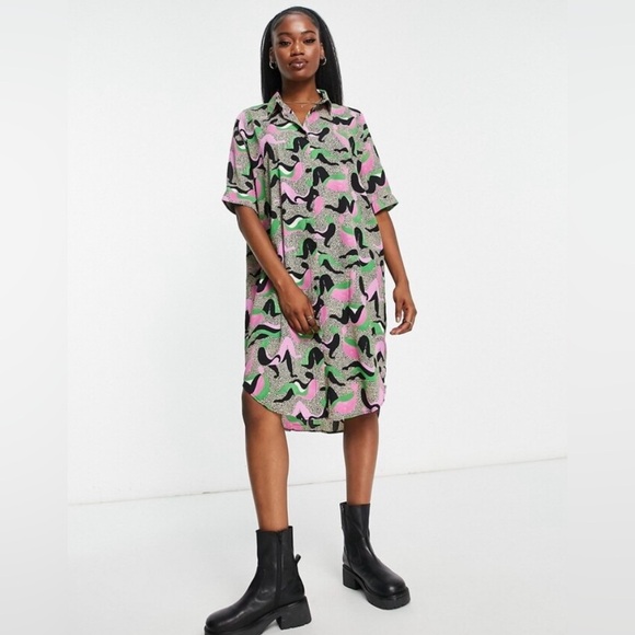 Monkl Shirt Dress Short Sleeve Sustainable Sz XL New WithTags - Picture 2 of 12